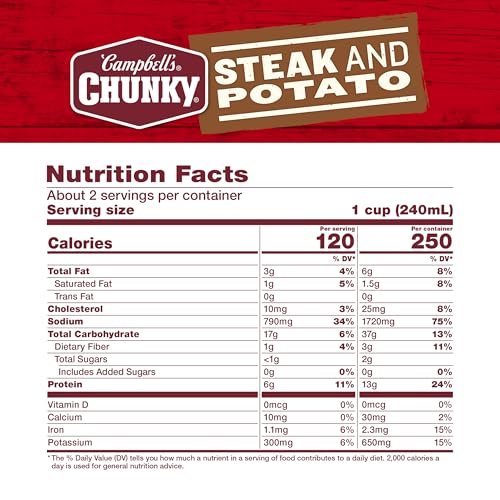 Image of Campbell's Chunky Soup, Steak And Potato Soup, 18.8 Ounce Can (Pack of 3)