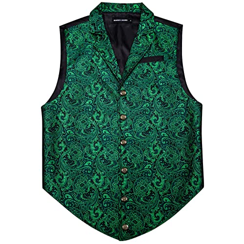 Barry.Wang Mens Victorian Suit Vest Lapel Collar Silk Paisley Steampunk Gothic Waistcoat Formal/Leisure Party4