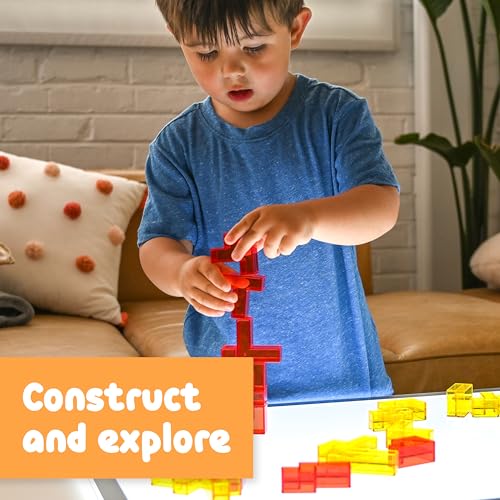 Image of Spark & Wow Light Table Blocks, 12 Shapes, Two Colors | Toddler Sensory Building Blocks, Translucent Light Table Manipulatives, Sensory Toys for Toddlers