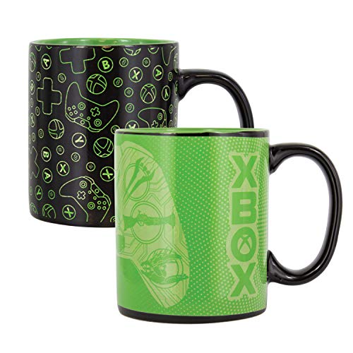 Microsoft Thermoeffekt Tasse XBox schwarz, bedruckt, aus Keramik, Fassungsvermögen ca. 320 ml., in Geschenkkarton.