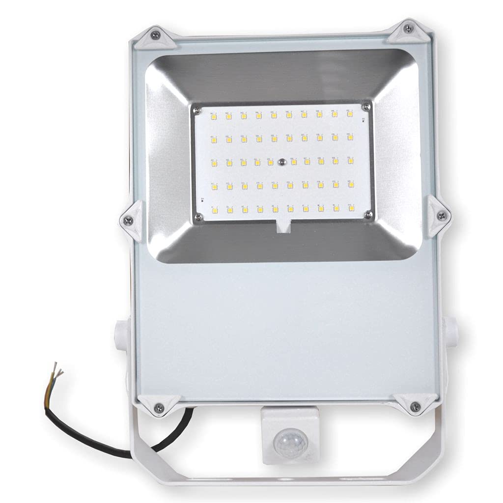Summit LED Strahler 50W 6000lm weiß mit Sensor Bewegungsmelder Flutlichtstrahler Außenstrahler IP65 6500K