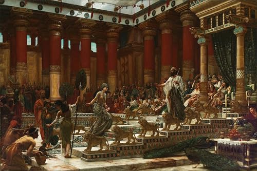 Pintura sobre lienzo de Edward Poynter, la visita de la reina, un regalo clásico de 60x90cm