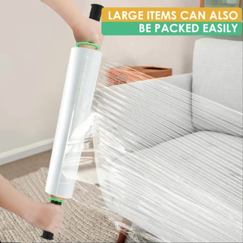 Cregear Stretch Wrap Film, Shrink Wrap Roll(15"X1000 Feetx60 Gauge,2Pack) With Rolling Handles, Industrial Strength Self-Adhering Plastic Wrap For Moving Packing Wrapping & Pallet Wrap, Clear #TOP4