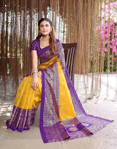 Image of Yashika Women's Banarasi Kanjivaram Art Silk Saree|Sarees for Women Ethnic Wear