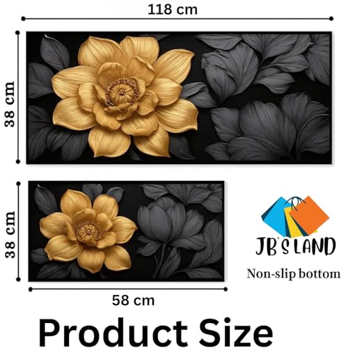 Image of JB'S LAND Kitchen Mats for Floor Anti Slip Set of 2 Pcs, Waterproof Anti-Slip Kitchen Runner Rugs with Printed Tile Design & Rubber Base, Cooking & Laundry (120x40 cm + 60x40 cm)
