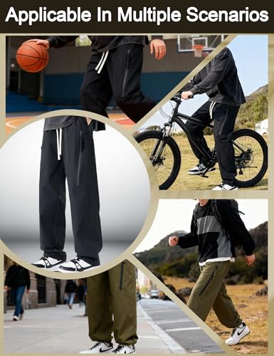 Image of Venzina Men's Techwear Casual Pants, 2-in-1 Straight Leg Waterproof Quick-Dry Joggers, Urban Functional Pants with Contrast Zipper, for Commuting Travel Workout