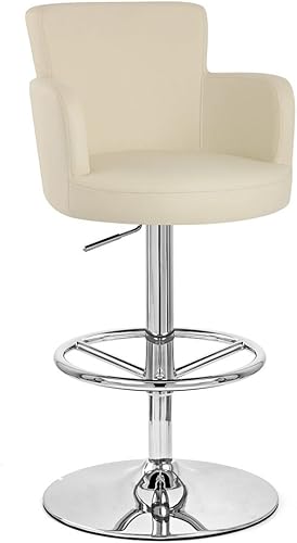 Vista 19 de ZURI Taburete de bar giratorio de altura ajustable Chateau con base cromada - Blanco