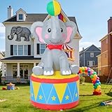 GOOSH 5.2 FT Inflatable Elephant for Circus Carnival Party Outdoor Decorations, Carnival Theme Birthday Holiday Blow up Animal with Built-in LEDs for Indoor Pool Yard Decor