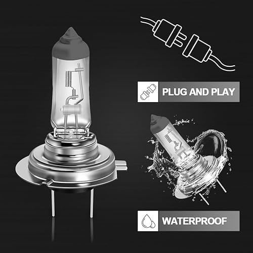 Miniatura 5 de WinPower H7 Bombilla halógena para faros delanteros, luz blanca cálida súper brillante de 55 W, 4300 K, luz antiniebla de repuesto para automóvil,