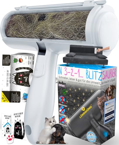 LÖWENKÖNIG® Rolli 2.0 Tierhaarentferner Innovation I Fusselrolle Tierhaare für Hunde &...