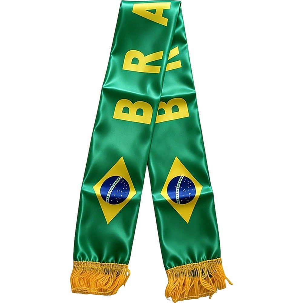 Sciarpa Calcio Brasiliana Verde Gialla Bandiera Brasile Raso