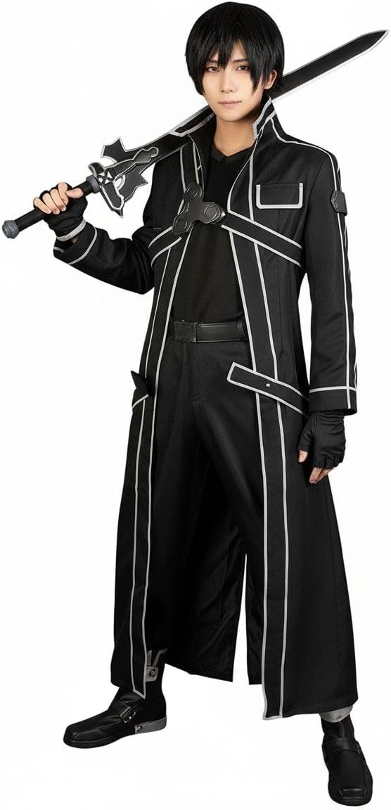 Men's Anime Cosplay Costume Full Outfit Black Leather Uniform mp003071