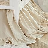 Brandream Boho Bohemian Girl Baby Nursery Crib Bed Skirt Dust Ruffle - Neutral Solid Color Beige Farmhouse Chic 100% Washed Cotton Ruffle