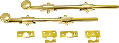 Miniatura 33 de QCAA Perno de puerta holandés de latón macizo, 36 ", latón pulido lacado, 1 paquete, hecho en Taiwán