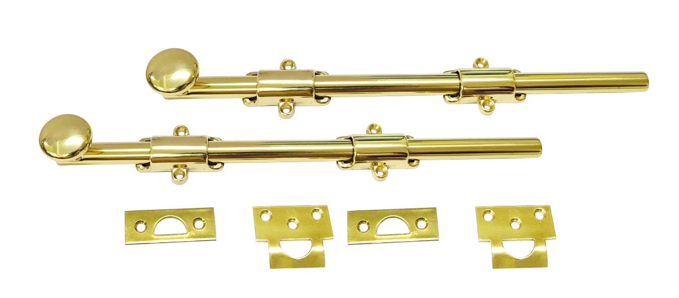 Verrou boulon de porte hollandais QCAA laiton massif poli 25,4 cm pour porte double et battant