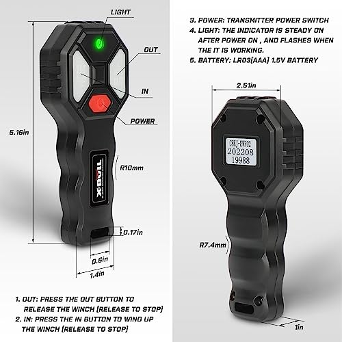 X-BULL New Wireless Winch 2 Remote Control Kit Handset Switch Car ATV SUV 12V - Thumbnail 4