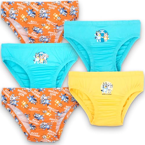 Bluey Underwear for Boys Soft 100% Cotton Briefs Pants for Boys - Pack of 5 with 5 Different Designs - Aged 3/4 Blue