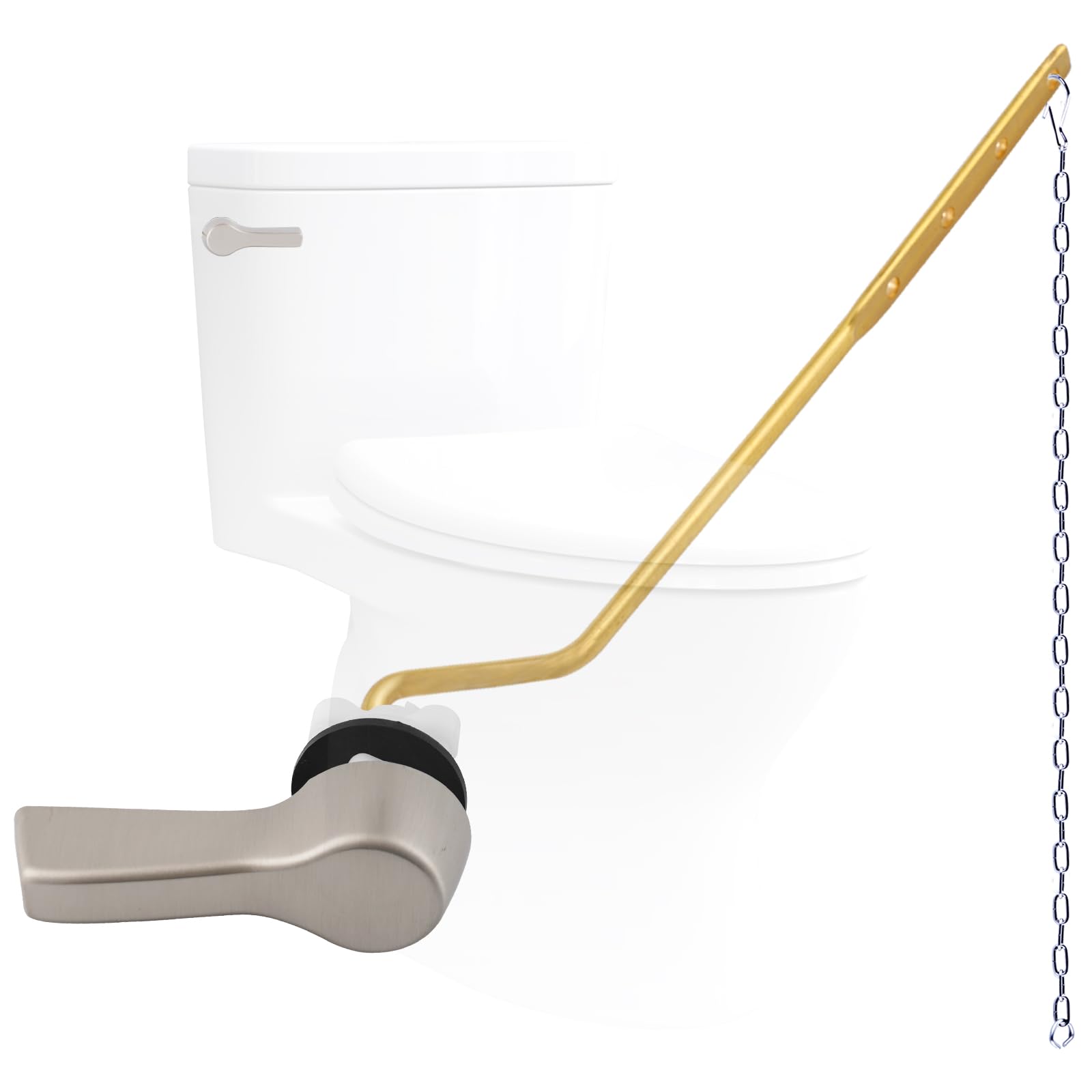 Metal Toilet Handle Lever Replacement, Universal Side Mount, Brushed Nickel