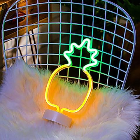 ZVO Neon Pineapple Light, Pineapple LED Neon Signs, Neon Decorative Art Night Light, USB/Battery Powered Desk Lamp Table Decor Light for Bedroom Room Decoration Birthday Gift Cover