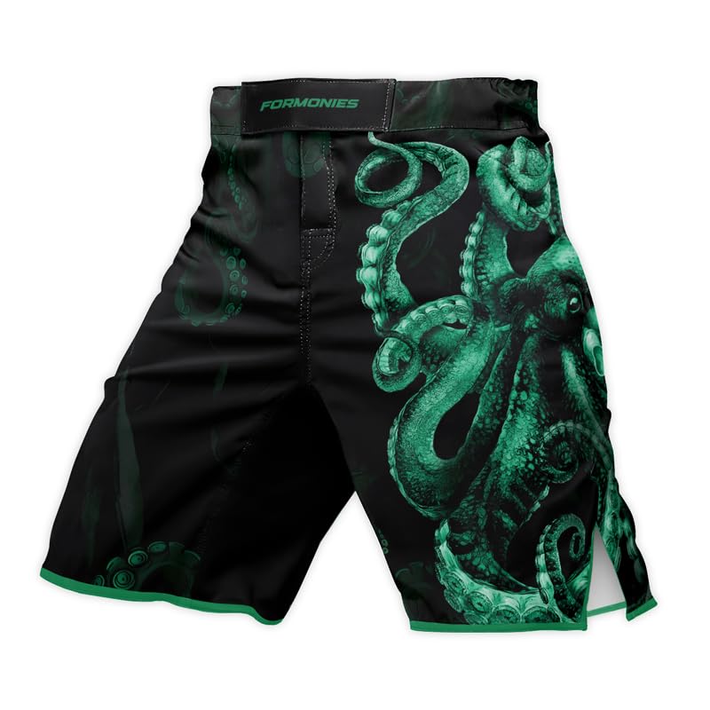 Octopus Fight Shorts MMA BJJ Kickboxing Grappling Jiu Jitsu Shorts for Men 4-Way Stretch Fabric