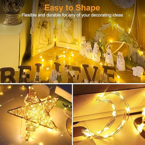 Image of LITVERSE 30 Pack Fairy Lights Battery Operated [3 Modes], 7ft 20 Led Twinkle Lights String Lights Waterproof Bulk Small Mini Silver Wire for Mason Jars Vases Wedding Table Centerpiece, Warmwhite
