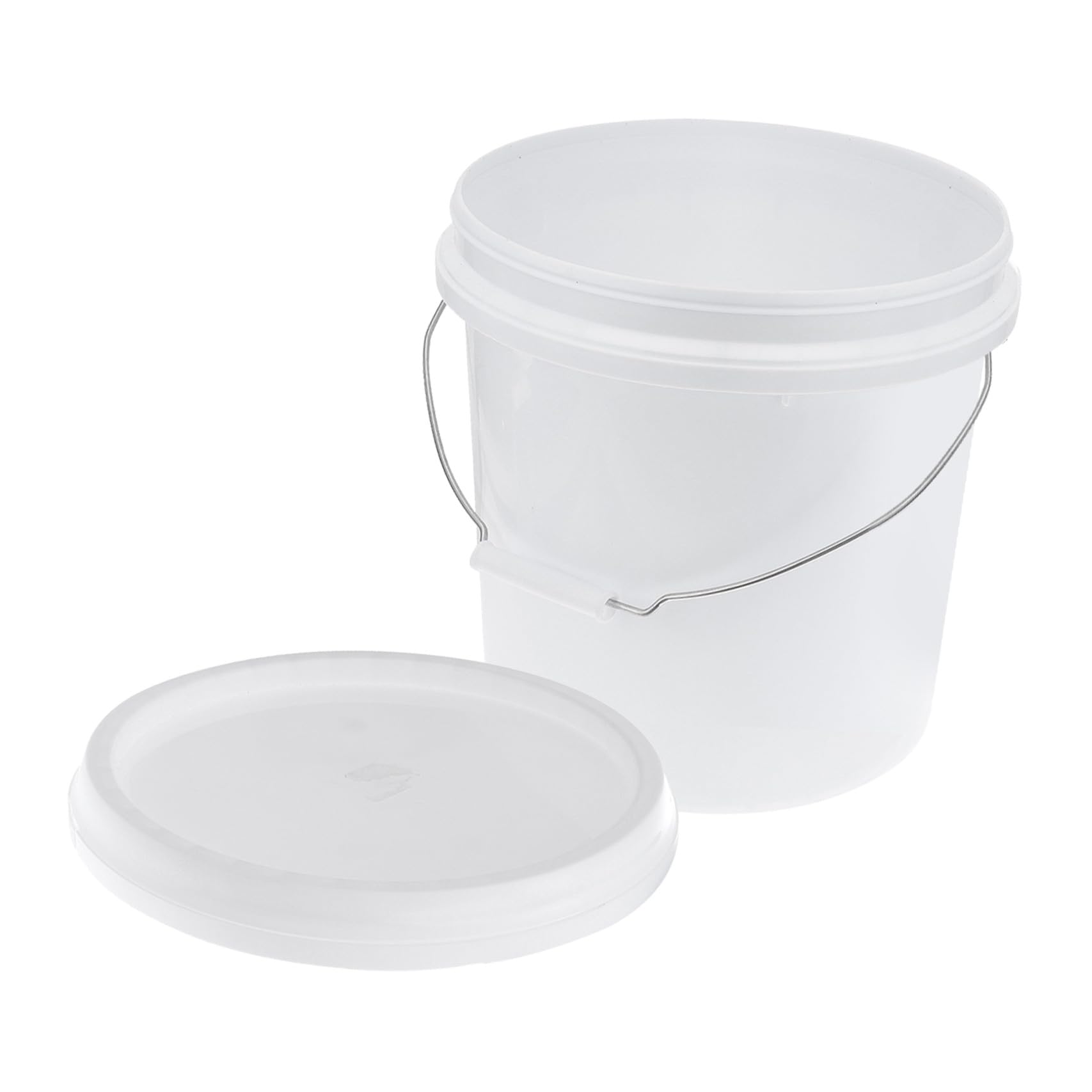Secchio di Vernice in Plastica con Coperchio e Manico 5l Bianco