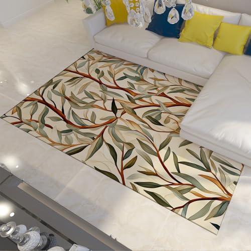 Leaf Washable Rugs Carpets for Living Room Non-Slip Lightweight Soft