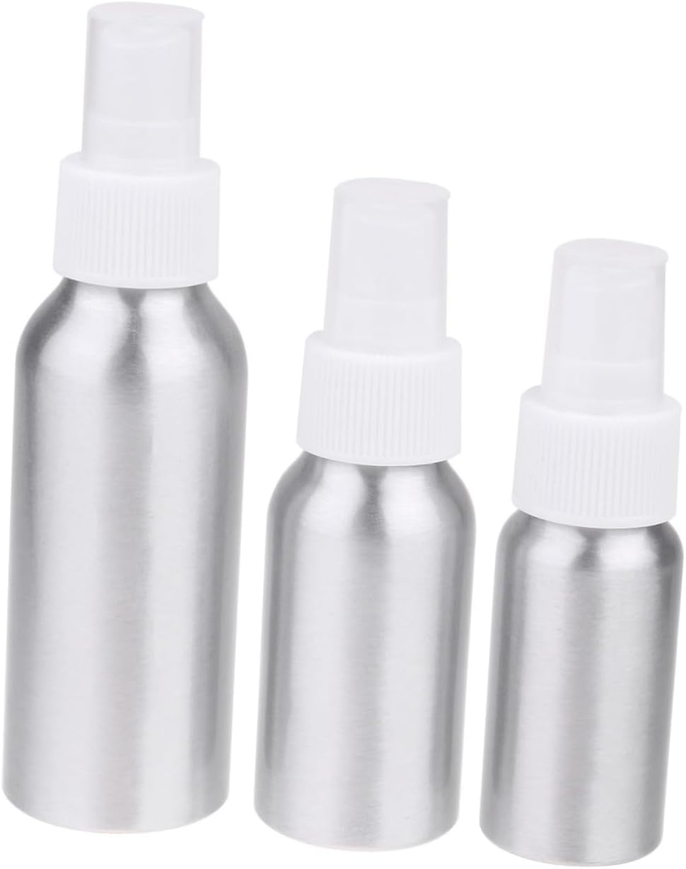 Veemoon 3pcs Aluminum Refillable Perfume Spray Bottle Set 30ml 50ml 100ml White Nozzle Travel Portable Mist Atomizer for Outdoor and Travel Use