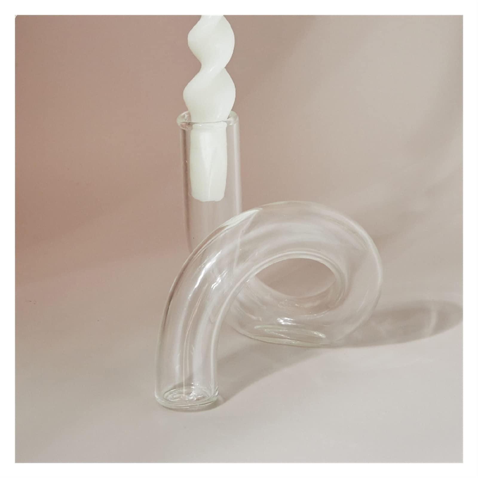Candlestick Candle Holders Glass Vases Clear Flower Vase Candle Holders Wedding Centerpieces Home Decoration Table Candlestick Holder(Clear vase)