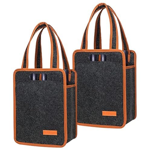 image for Foyego 2 Pack 6 Bottle Wine Tote Bag, Insulated Thermal Padded Wine Ca
