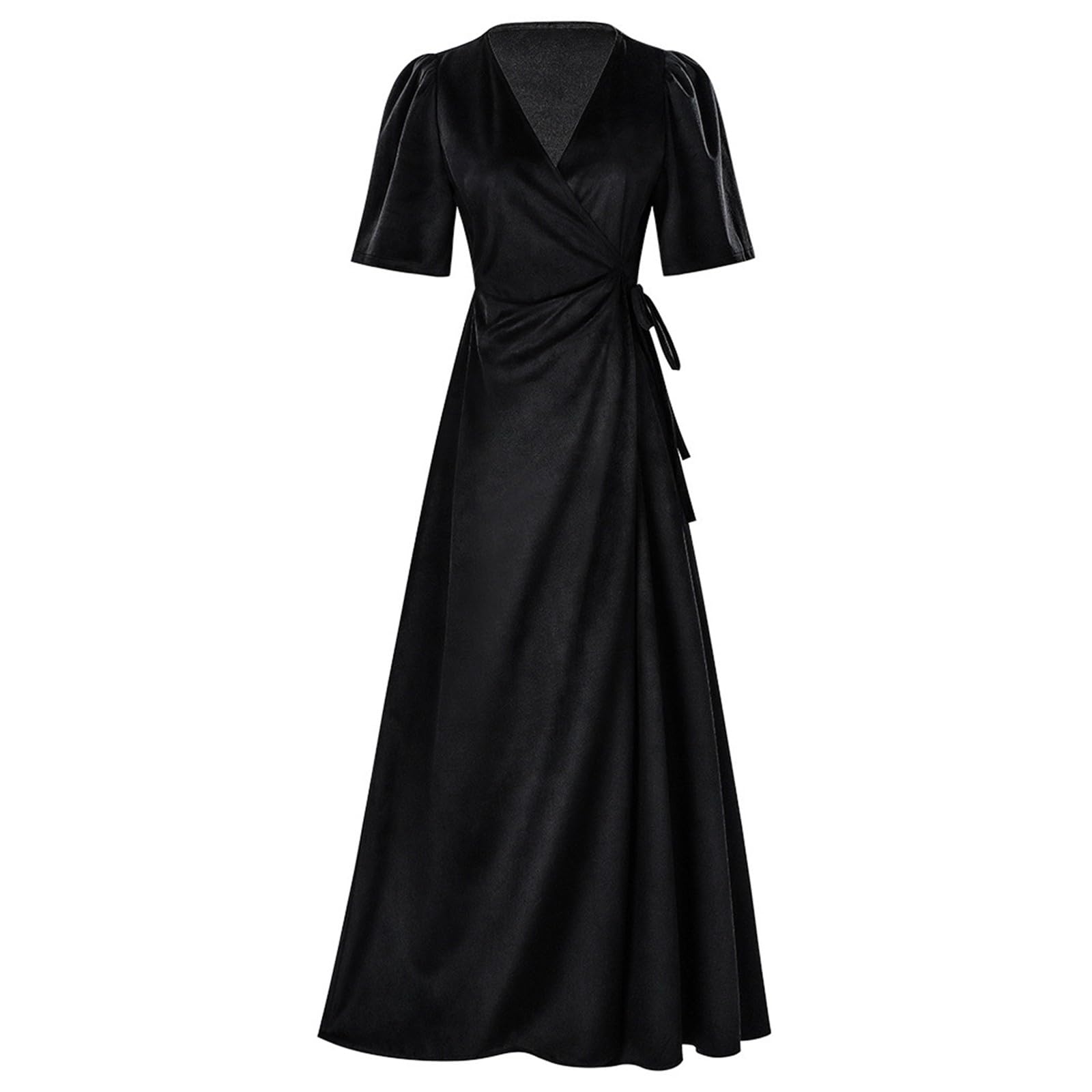Vestido de invierno para mujer, cuello en V, manga corta, vestido de terciopelo, cintura alta, vestido de túnica, elegante, vestido de noche, vestido de baile, vestido de fiesta, vestido de