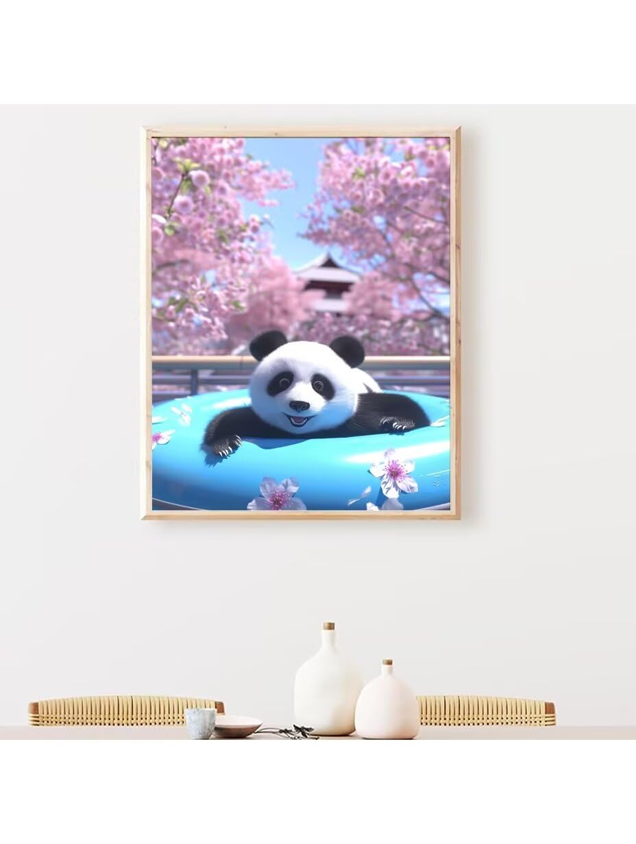 RNXAOPEN Numéro d’Art mini format – Flower Panda – Loisir créatif – Kit de Peinture par NuméRos – Activité détente et créative – Dès 100 ans – Version française, Taille unique 70x95cm 2330-1