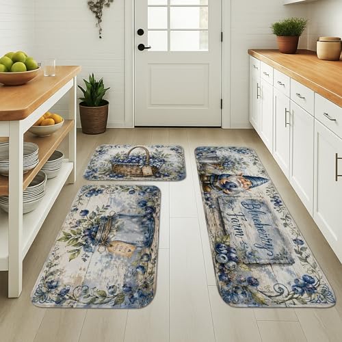 Tapis de cuisine rustique lot de 3 tapis de sol vintage confortables lavables pour buanderie