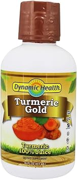 Dynamic Health Turmeric Gold, Turmeric 100% Juice, No Additives, Joint Support, Vegan, Gluten Free, Non-GMO, 16 oz