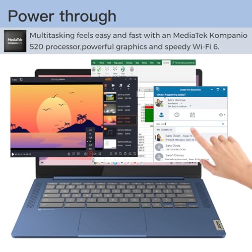 Image of Lenovo 14'' FHD Touchscreen Slim 3 Chromebook Laptop for Business Student, 8-Core MediaTek Kompanio 520, 4GB RAM, 64GB eMMC, 256GB Micro SD Card, Wi-Fi6, Long-Battery Life, Chrome OS