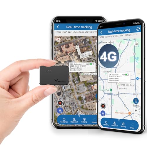 4G Mini GPS Tracker, Magnetischer Fahrzeugortungsgerät Autotracker mit ABO Unbegrenzte Entfernung DE & Weltweit Echtzeit-Tracking und Alarm 60 Tage Standby Locator für Auto, Kinder, Senioren