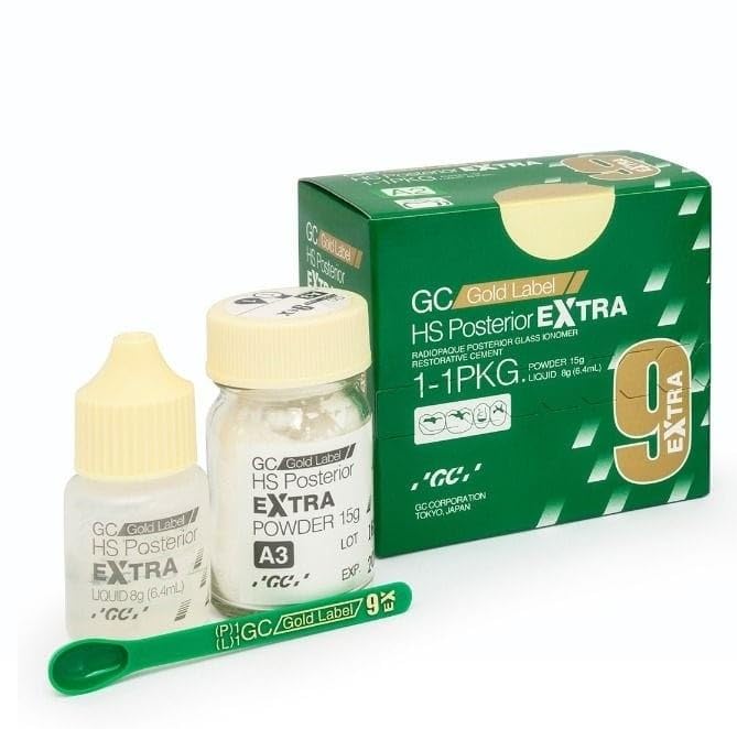 GC Gold Label HS Posterior eXtra Radiopaque Glass Ionomer Restorative Cement, Powder 15g with Liquid 8g, Shade A3-image-21