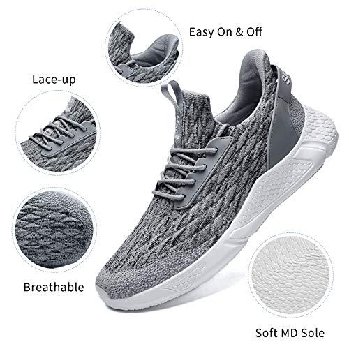 Slow Man Men's Running Lightweight Breathable Casual Sports Shoes Fashion Sneakers Walking Shoes Light Grey,11 #TOP1