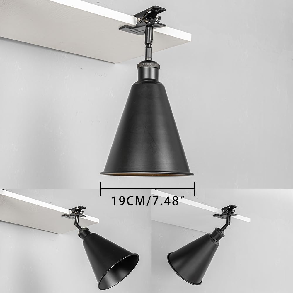 Verstellbare Klemmlampe mit E27-Fassung,1 Packung Leselampe mit 1,8 m Kabel, Dimmbar Nachttischlampe,Schreibtischlampe für Büro Heimgebrauch - 19x19CM Schwarz Lampenschirm- TD0603