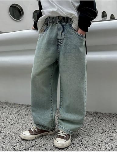 Boy's Casual Straight Leg Denim Pants Elastic Waist Jeans with Pockets3