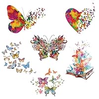 FUIPVGI 6 Pcs Butterfly Iron on Patches Iron on Decals Heat Transfer Colorful Stickers Decorate for T-Shirt Jeans Backpacks Families Clothing Hat Printing DIY Crafts Decoration (6 Pcs)