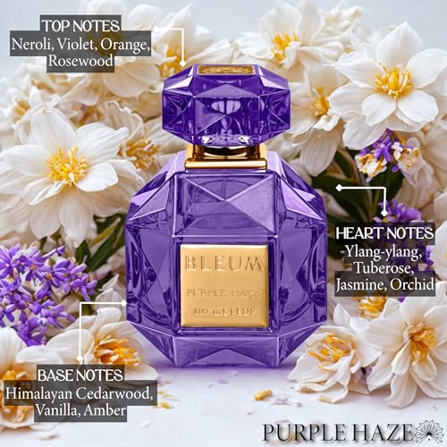Image of BLEUM Purple Haze | 100 mL | Unisex Men Women | Long Lasting Floral Perfume Fragrance Scent | 25% EDP Eau De Parfum (Floral)