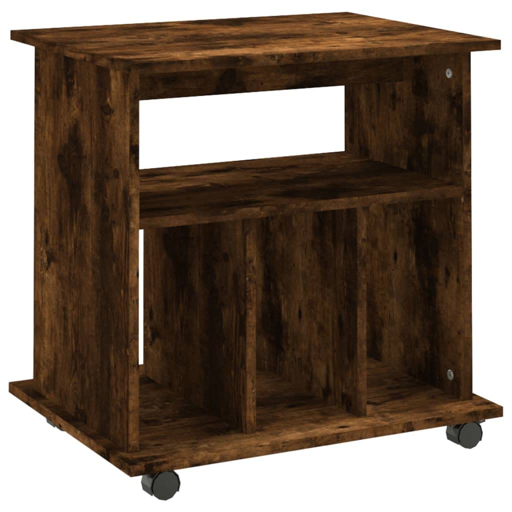 Rollschrank aus Holzwerkstoff mit 4 Fächern, Rollen und Ablagefläche für Büroorganisation und Stauraum