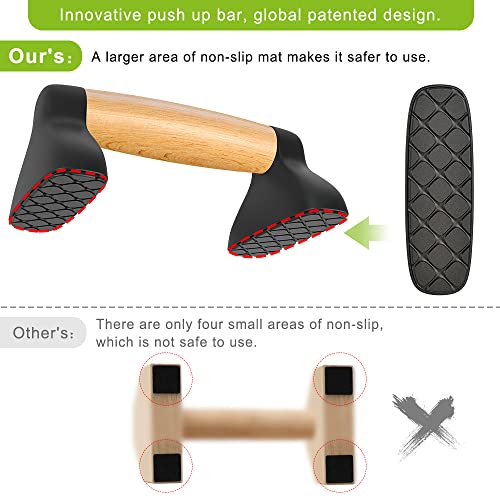 Push Up Bars, Wooden Push Up Handles For Floor, Sturdy Pushup Stands For Men & Women Home Gym Strength Training Equipment Fitness, Wood Pushup Bar Handle Grip, 2 Pack #TOP4
