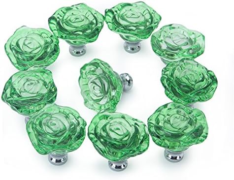 PUQU Knobs, 10 Pcs Diameter 50mm Clear Crystal Glass Cabinet Door Knobs Handles Pulls Cupboard Handles Drawer Wardrobe Hardware Furniture Decoration DIY,Green