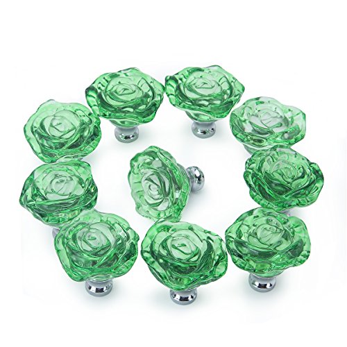 Puqu Knobs, 10 Pcs Diameter 50Mm Clear Crystal Glass Cabinet Door Knobs Handles Pulls Cupboard Handles Drawer Wardrobe Hardware Furniture Decoration Diy,Green #TOP1