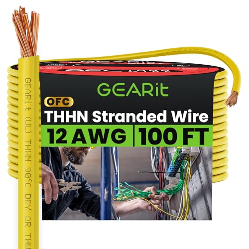 GEARit 12 Gauge Stranded Copper THHN Wire, 100FT, Yellow