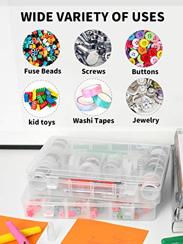Image of 2pack 18 Grids Clear Plastic Organizer Box Storage Container with Adjustable Dividers (Clear x 2PC,18 Grids)