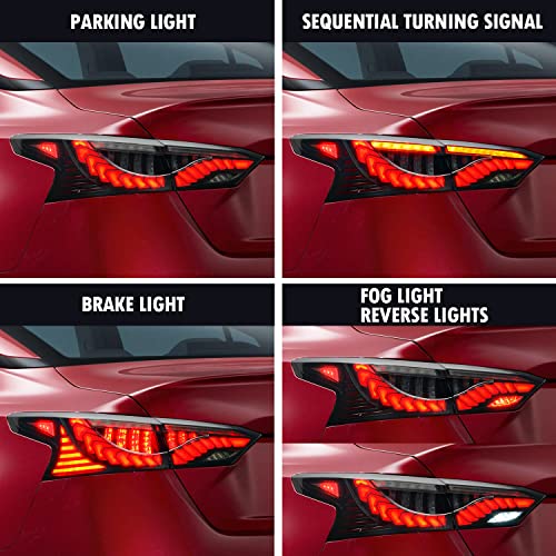 Archaic Led Tail Lights Compatible With Altima 6Th Gen L34 S/Sr/Sv/Sl/Platinum 2019 2020 2021, Rear Lamps W/Sequential Turn Signal Plug & Play Pair (Smoked) #TOP4