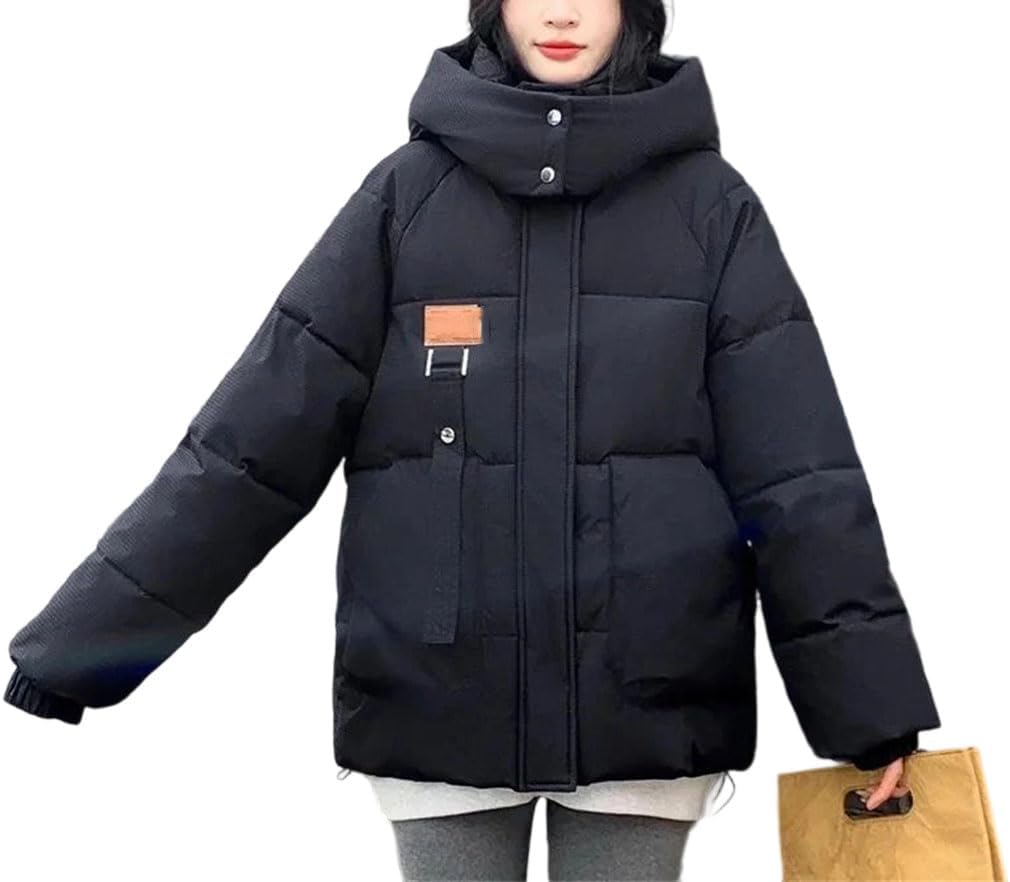 Women’s Cotton Padded Short Jacket With Hood Autumn Winter Casual Thicken Warm Outwear Korean Style Coat